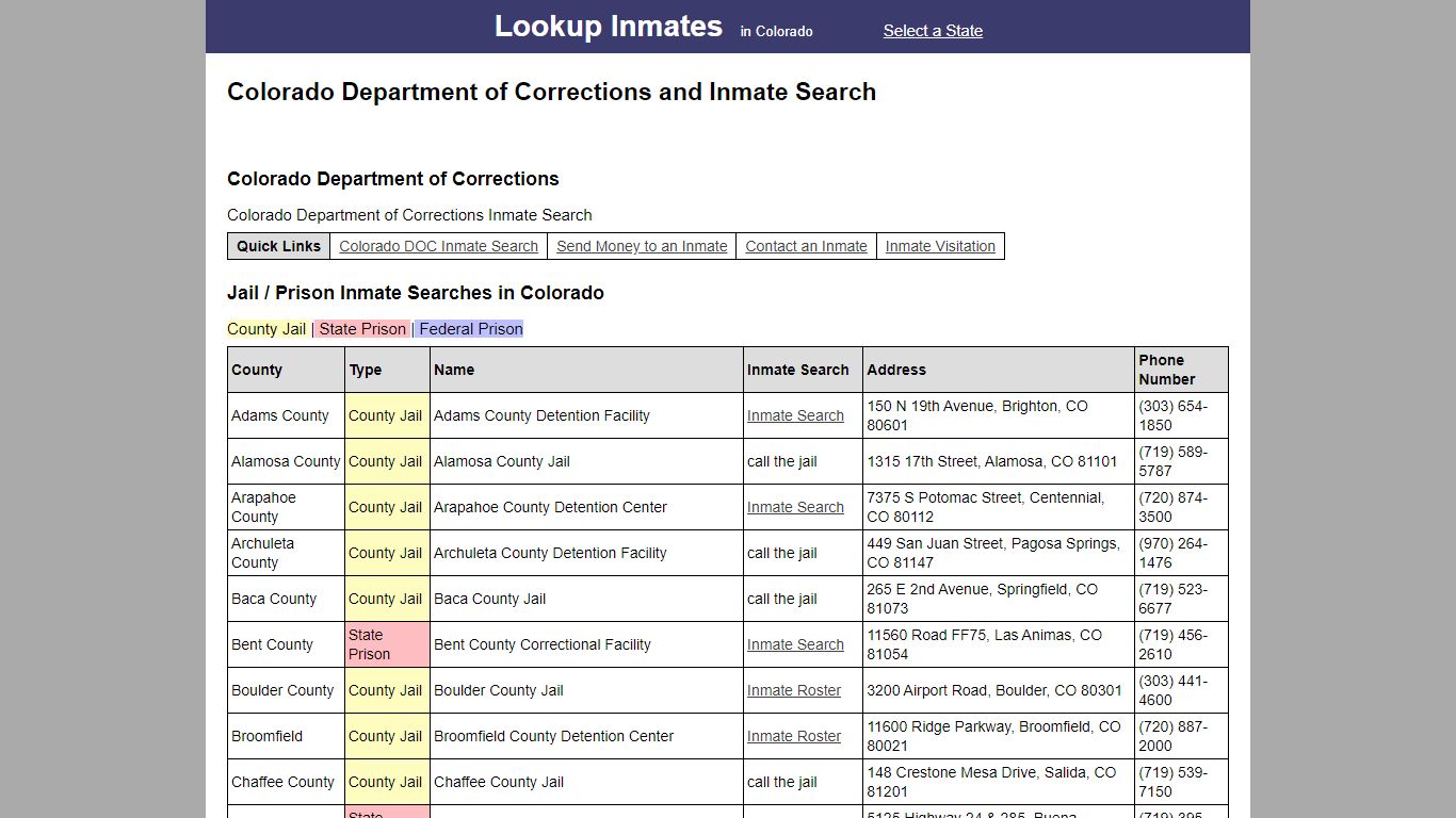 Colorado Department of Corrections and Inmate Search - Lookup Inmates